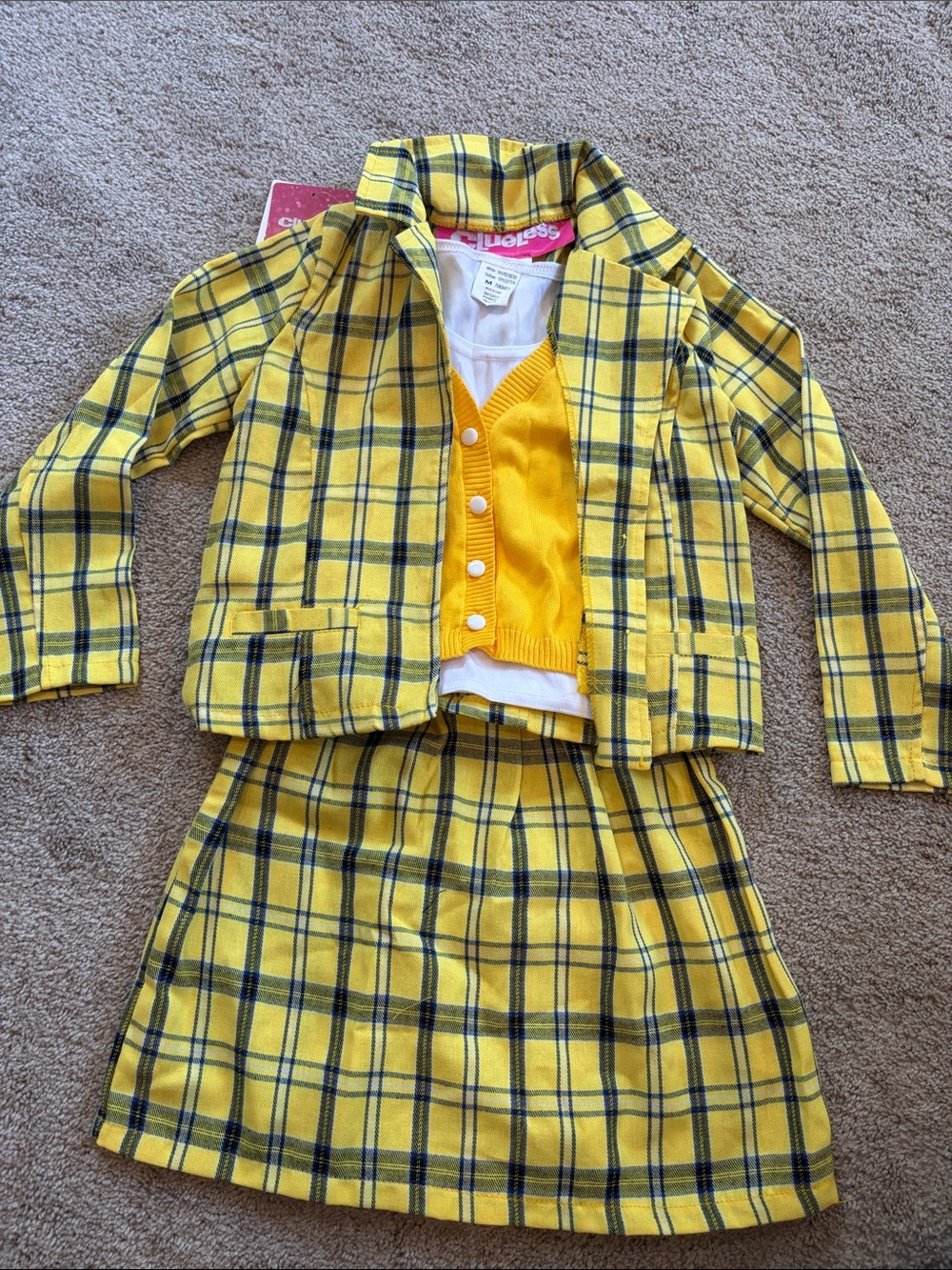 Clueless-Inspired Yellow Plaid Girls Costume Set